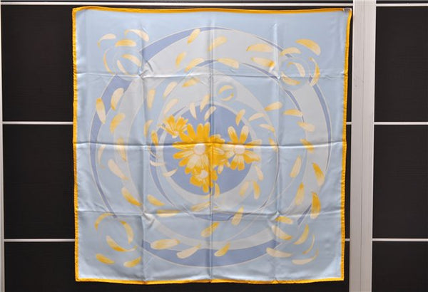 Authentic HERMES Carre 90 Scarf "au gre du vent" Silk Orange Box 5256D