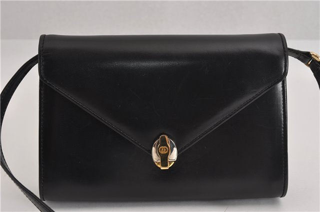 Authentic GUCCI Vintage Shoulder Cross Body Bag Purse Leather Black 5259F