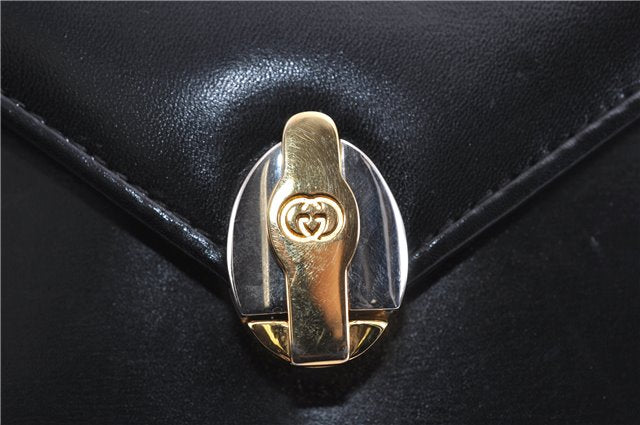 Authentic GUCCI Vintage Shoulder Cross Body Bag Purse Leather Black 5259F