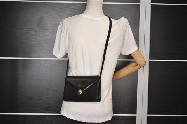 Authentic GUCCI Vintage Shoulder Cross Body Bag Purse Leather Black 5259F