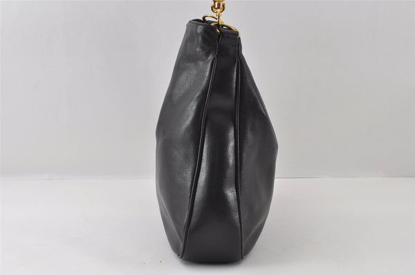 Authentic GUCCI Vintage Bamboo Hand Tote Bag Leather Black Junk 5259I