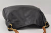 Authentic GUCCI Vintage Bamboo Hand Tote Bag Leather Black Junk 5259I
