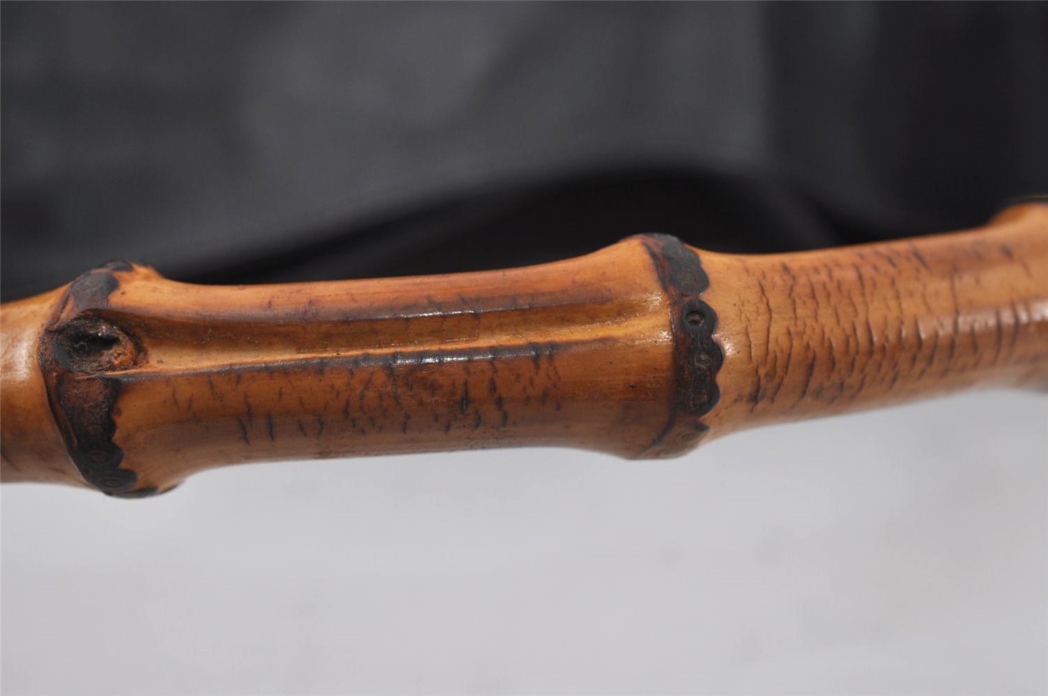 Authentic GUCCI Vintage Bamboo Hand Tote Bag Leather Black Junk 5259I