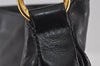 Authentic GUCCI Vintage Bamboo Hand Tote Bag Leather Black Junk 5259I