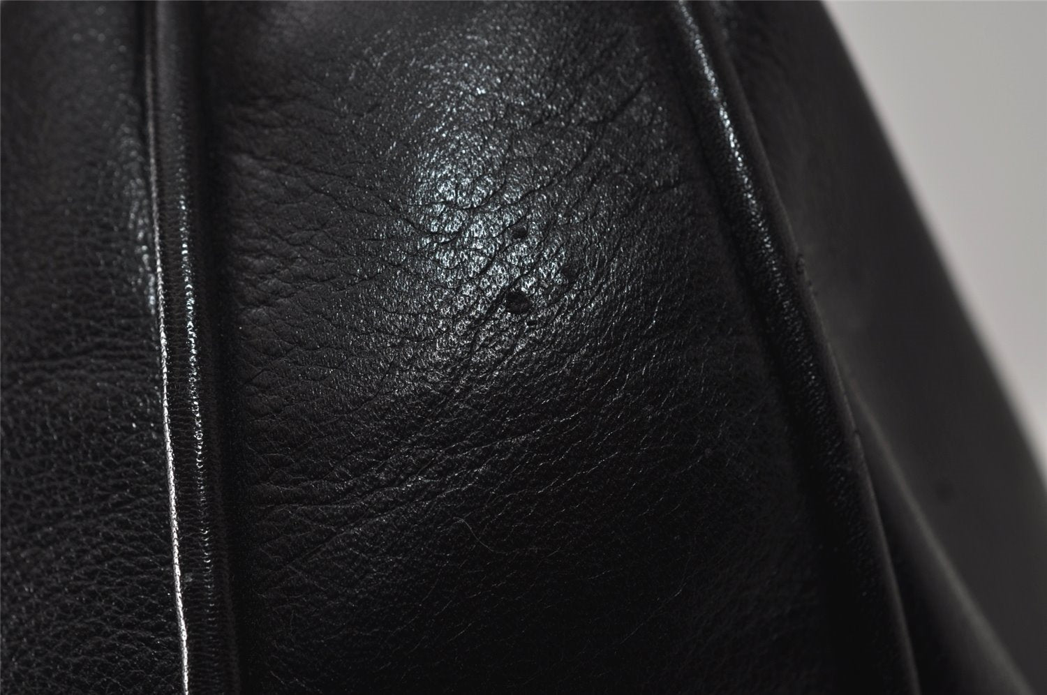 Authentic GUCCI Vintage Bamboo Hand Tote Bag Leather Black Junk 5259I