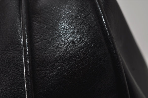 Authentic GUCCI Vintage Bamboo Hand Tote Bag Leather Black Junk 5259I