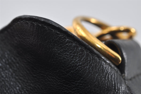 Authentic GUCCI Vintage Bamboo Hand Tote Bag Leather Black Junk 5259I