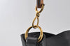 Authentic GUCCI Vintage Bamboo Hand Tote Bag Leather Black Junk 5259I