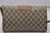 Authentic GUCCI 2Way Shoulder Cross Body Clutch Bag GG PVC Leather Brown 5260I