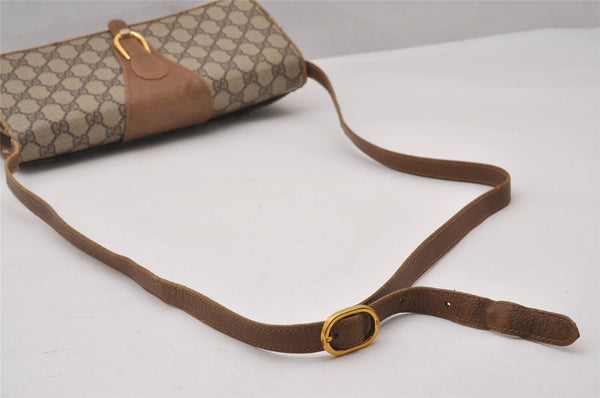 Authentic GUCCI 2Way Shoulder Cross Body Clutch Bag GG PVC Leather Brown 5260I