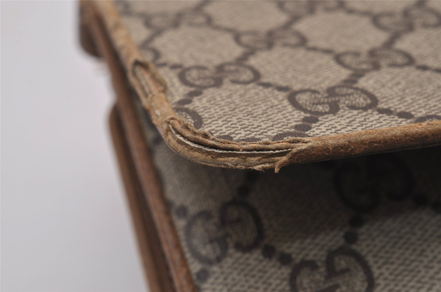 Authentic GUCCI 2Way Shoulder Cross Body Clutch Bag GG PVC Leather Brown 5260I