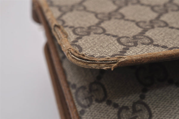 Authentic GUCCI 2Way Shoulder Cross Body Clutch Bag GG PVC Leather Brown 5260I