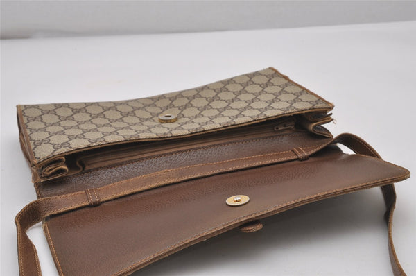 Authentic GUCCI 2Way Shoulder Cross Body Clutch Bag GG PVC Leather Brown 5260I