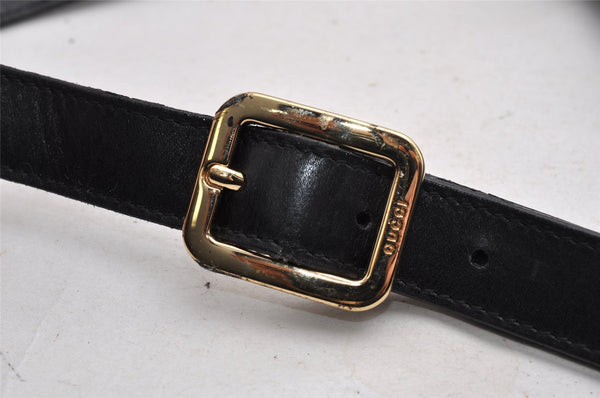 Authentic GUCCI Vintage Shoulder Bag Purse Leather Black Junk 5262I