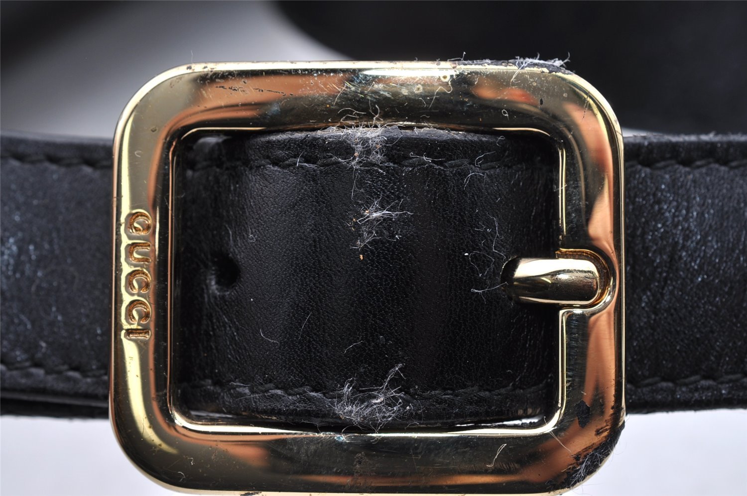 Authentic GUCCI Vintage Shoulder Bag Purse Leather Black Junk 5262I