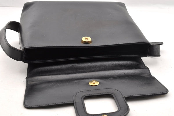 Authentic GUCCI Vintage Shoulder Bag Purse Leather Black Junk 5262I