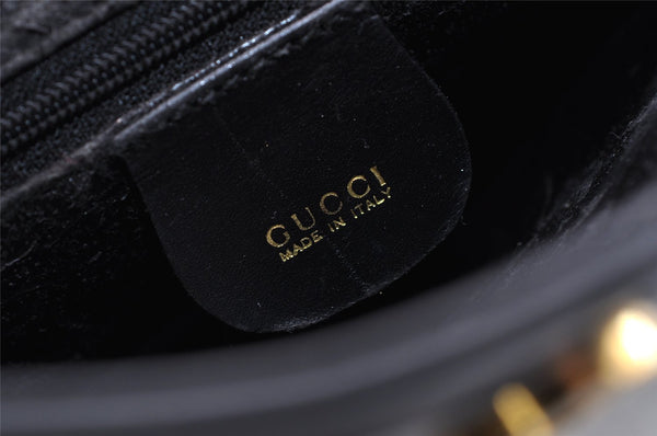 Authentic GUCCI Vintage Shoulder Bag Purse Leather Black Junk 5262I