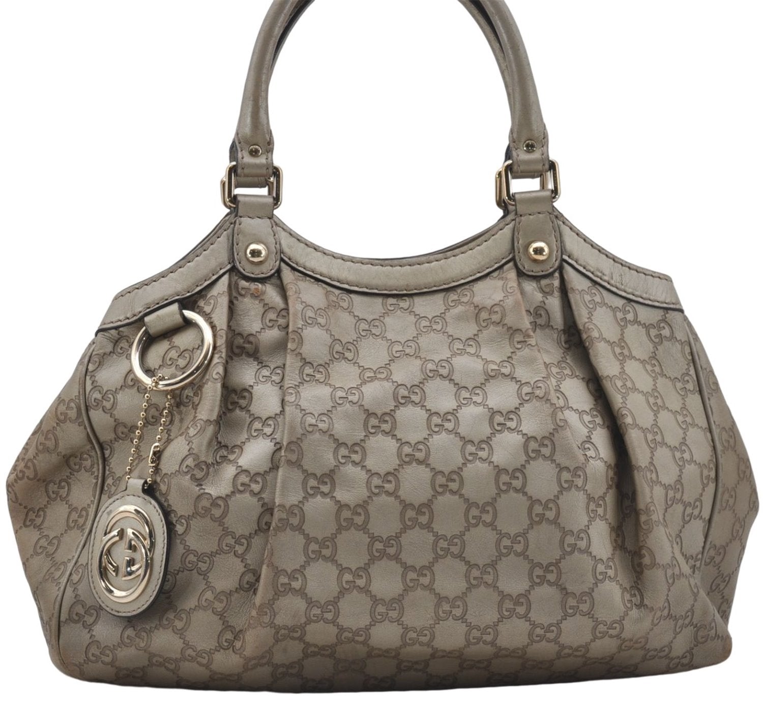 Authentic GUCCI Guccissima Sukey Shoulder Tote Bag GG Leather 211944 Gold 5263D