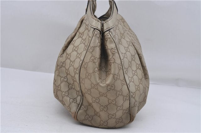 Authentic GUCCI Guccissima Sukey Shoulder Tote Bag GG Leather 211944 Gold 5263D