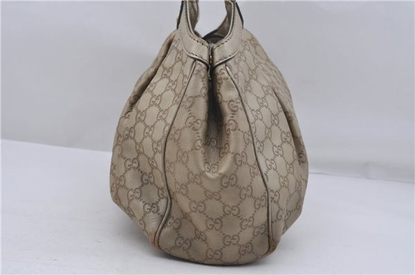 Authentic GUCCI Guccissima Sukey Shoulder Tote Bag GG Leather 211944 Gold 5263D