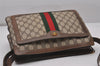 Authentic GUCCI Web Sherry Line Shoulder Cross Bag GG PVC Leather Brown 5263I