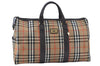 Authentic Burberrys Vintage Nova Check Canvas Travel Boston Bag Brown Beige 5264F