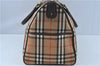 Authentic Burberrys Vintage Nova Check Canvas Travel Boston Bag Brown Beige 5264F