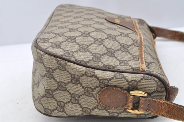 Authentic GUCCI Vintage Shoulder Cross Body Bag Purse GG PVC Leather Brown 5264I