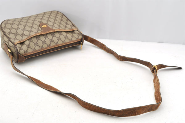Authentic GUCCI Vintage Shoulder Cross Body Bag Purse GG PVC Leather Brown 5264I