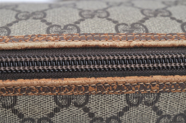 Authentic GUCCI Vintage Shoulder Cross Body Bag Purse GG PVC Leather Brown 5264I