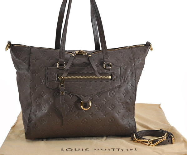 Auth Louis Vuitton Monogram Empreinte Lumineuse PM Tote Bag M93409 Brown 5265F