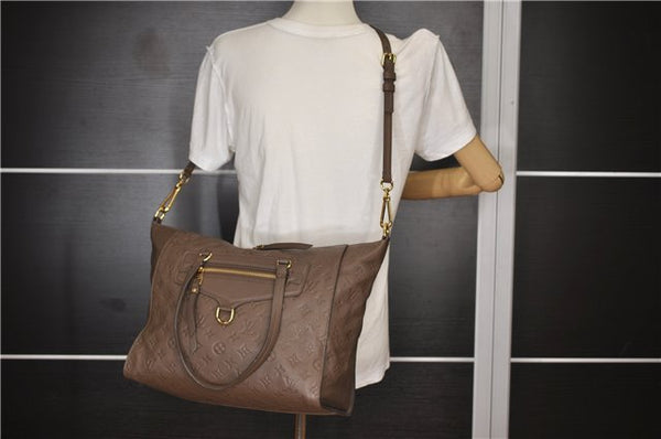 Auth Louis Vuitton Monogram Empreinte Lumineuse PM Tote Bag M93409 Brown 5265F