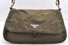 Authentic PRADA Nylon Tessuto Leather Shoulder Hand Bag Purse Khaki Green 5265I