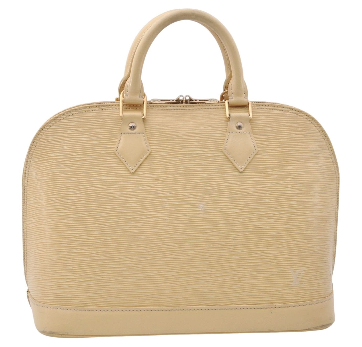 Authentic Louis Vuitton Epi Alma PM Hand Bag Ivory M5214A LV 5267E