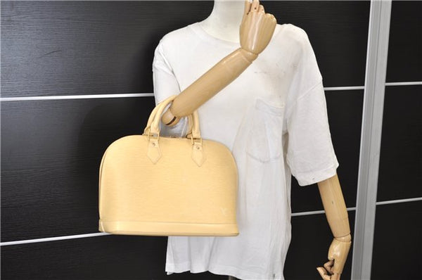 Authentic Louis Vuitton Epi Alma PM Hand Bag Ivory M5214A LV 5267E