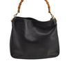 Authentic GUCCI Vintage Bamboo Shoulder Bag Purse Leather 0011638 Black 5267I