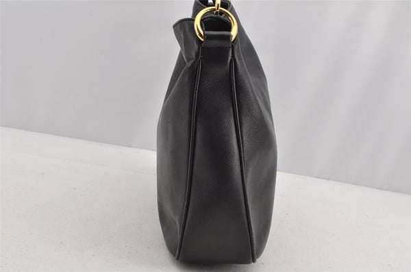 Authentic GUCCI Vintage Bamboo Shoulder Bag Purse Leather 0011638 Black 5267I