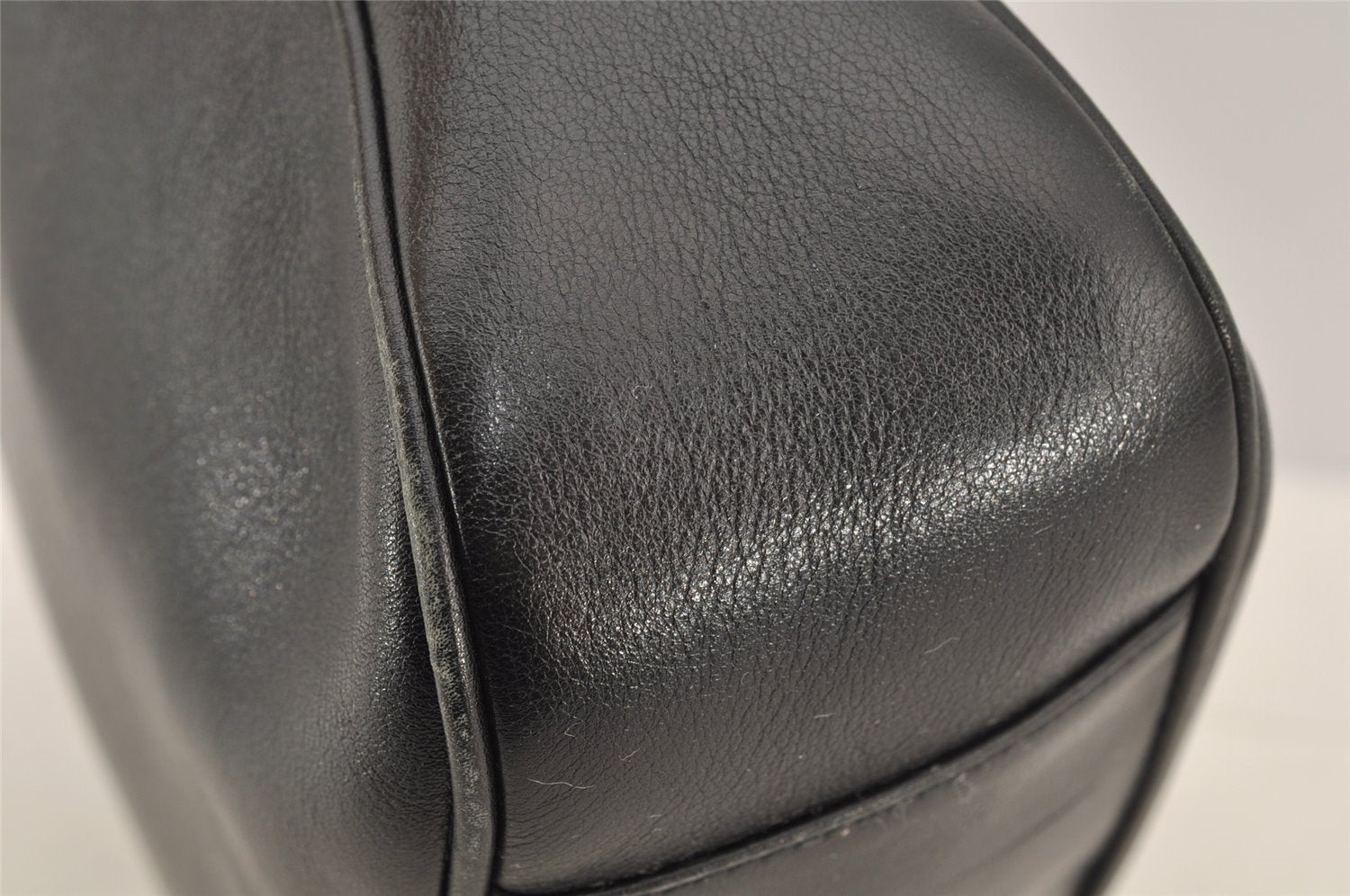 Authentic GUCCI Vintage Bamboo Shoulder Bag Purse Leather 0011638 Black 5267I