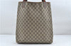 Authentic GUCCI Web Sherry Line Shoulder Tote Bag GG PVC Leather Brown 5268D