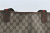 Authentic GUCCI Web Sherry Line Shoulder Tote Bag GG PVC Leather Brown 5268D