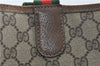 Authentic GUCCI Web Sherry Line Shoulder Tote Bag GG PVC Leather Brown 5268D