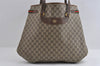 Authentic GUCCI Web Sherry Line Shoulder Tote Bag GG PVC Leather Brown 5268I