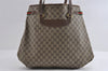 Authentic GUCCI Web Sherry Line Shoulder Tote Bag GG PVC Leather Brown 5268I