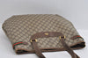 Authentic GUCCI Web Sherry Line Shoulder Tote Bag GG PVC Leather Brown 5268I