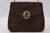 Authentic GUCCI Square GG Suede Leather Shoulder Hand Bag Purse Brown 5269I