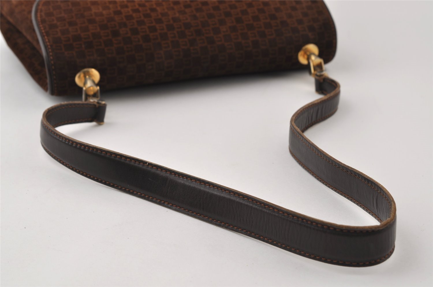 Authentic GUCCI Square GG Suede Leather Shoulder Hand Bag Purse Brown 5269I