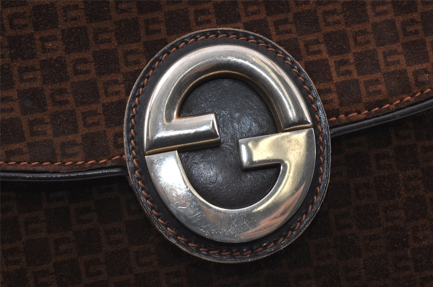 Authentic GUCCI Square GG Suede Leather Shoulder Hand Bag Purse Brown 5269I