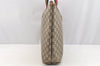 Authentic GUCCI Web Sherry Line GG Plus Tote Bag GG PVC Leather Brown 5270I