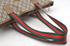 Authentic GUCCI Web Sherry Line GG Plus Tote Bag GG PVC Leather Brown 5270I