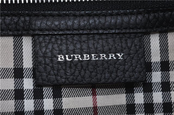 Authentic BURBERRY Vintage Leather Hand Boston Bag Black 5271C